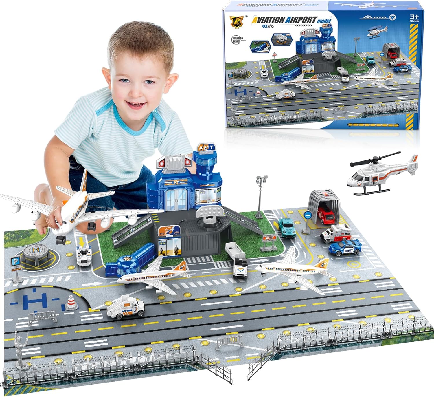 Toddler Learning Tower - Set Mainan Pemandangan Bandara Anak-anak dengan